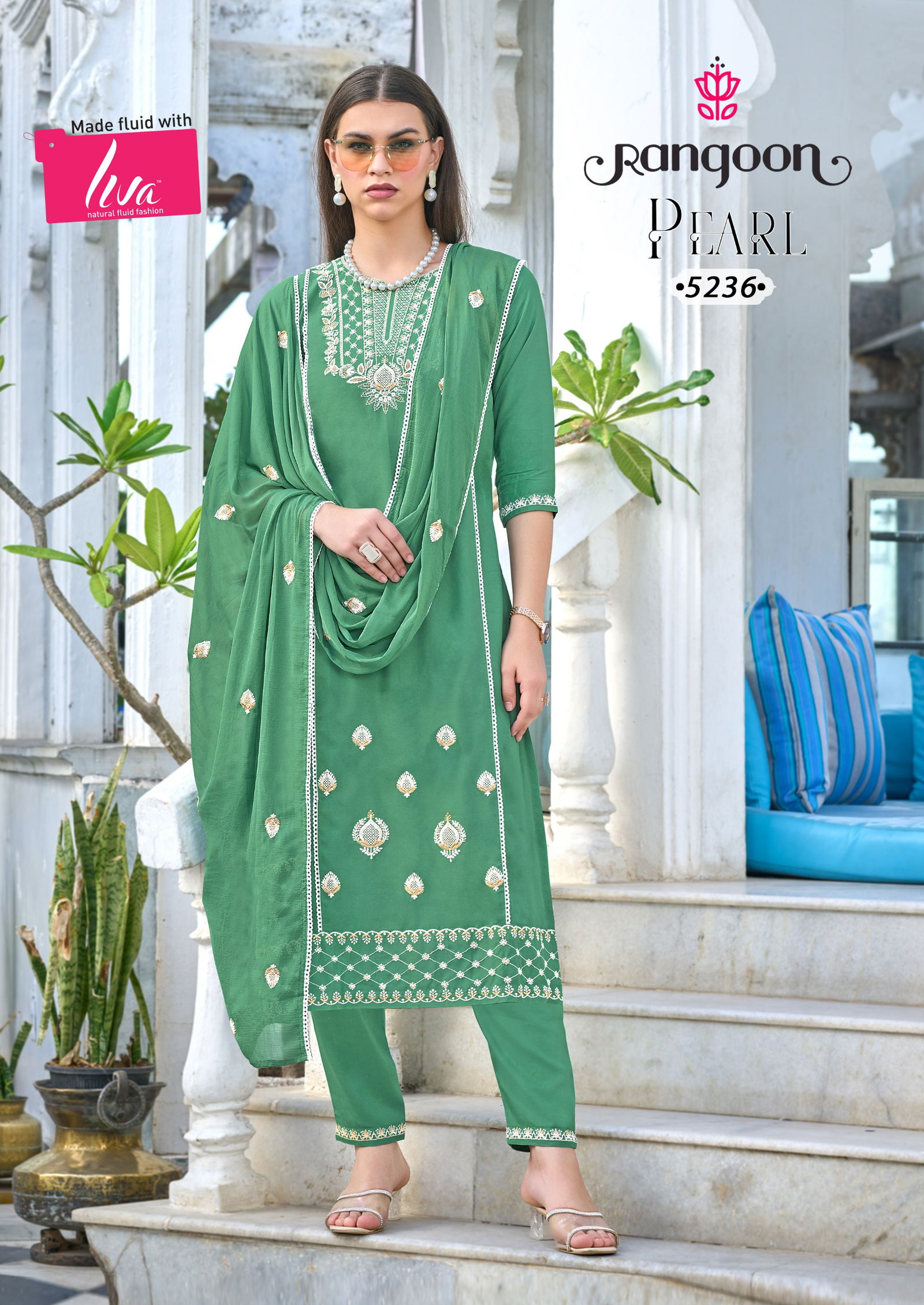 Pearl By Rangoon Viscose Rayon Designer Kurti With Bottom Dupatta Wholesale Shop In Surat
